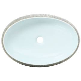 Lavoar de blat, gri și albastru, 59x40x15 cm, ceramică, oval, 6 image