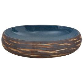 Lavoar de blat, maro și albastru, 59x40x15 cm, ceramică, oval, 4 image