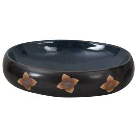 Lavoar de blat, negru și albastru, 59x40x15 cm, ceramică, oval, 4 image