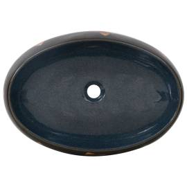 Lavoar de blat, negru și albastru, 59x40x15 cm, ceramică, oval, 6 image