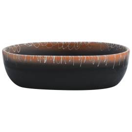 Lavoar de blat, negru și portocaliu, 47x33x13cm, ceramică, oval, 3 image