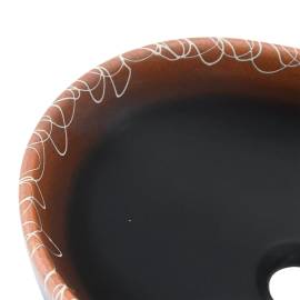 Lavoar de blat, negru și portocaliu, 47x33x13cm, ceramică, oval, 7 image