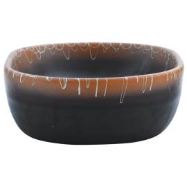 Lavoar de blat, negru și portocaliu, 47x33x13cm, ceramică, oval, 5 image