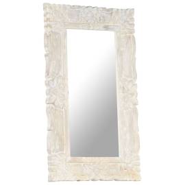 Oglindă albă 80x50 cm, lemn masiv de mango, 2 image