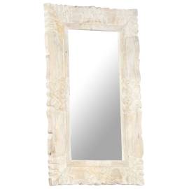 Oglindă albă 80x50 cm, lemn masiv de mango, 9 image