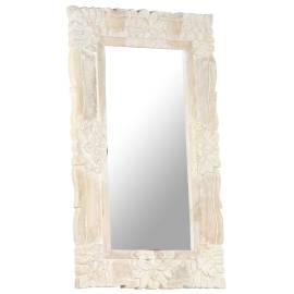 Oglindă albă 80x50 cm, lemn masiv de mango, 7 image