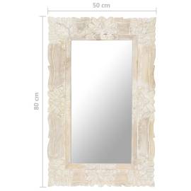 Oglindă albă 80x50 cm, lemn masiv de mango, 6 image