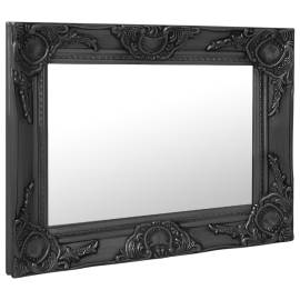 Oglindă de perete în stil baroc, negru, 50 x 40 cm