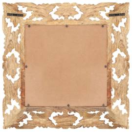 Oglindă sculptată manual, maro, 50x50 cm, lemn masiv de mango, 3 image