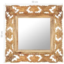 Oglindă sculptată manual, maro, 50x50 cm, lemn masiv de mango, 6 image