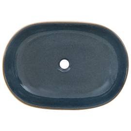Lavoar de blat, nisipiu și albastru 59x40x14 cm, ceramică, oval, 6 image