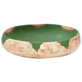 Lavoar de blat, verde și maro, 59x40x15 cm, ceramică, oval, 4 image