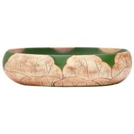 Lavoar de blat, verde și maro, 59x40x15 cm, ceramică, oval, 3 image
