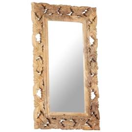 Oglindă sculptată manual, maro, 80x50 cm, lemn masiv de mango, 8 image