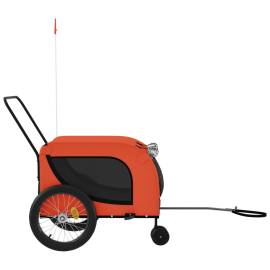 Remorcă de bicicletă câini portocaliu&negru textil oxford&fier, 5 image
