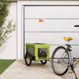 Remorcă de bicicletă câini verde&negru textil oxford&fier