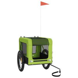 Remorcă de bicicletă câini verde&negru textil oxford&fier, 2 image