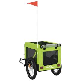 Remorcă de bicicletă câini verde&negru textil oxford&fier, 9 image