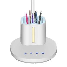 Lampa de birou, jumi, lumina led reglabila, brat ajustabil, alb, cu suport pixuri si creioane, 41 cm, 5 image