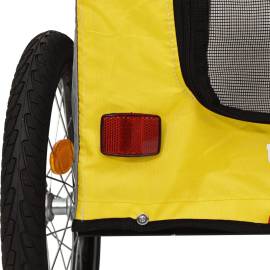 Remorcă bicicletă pentru câini galben&gri țesătură oxford&fier, 11 image