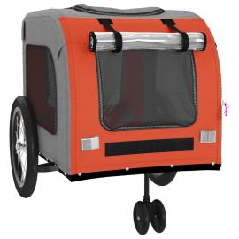 Remorcă de bicicletă animale portocaliu/gri, textil oxford/fier, 5 image