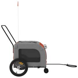 Remorcă de bicicletă animale portocaliu/gri, textil oxford/fier, 6 image