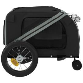 Remorcă de bicicletă câini gri&negru textil oxford&fier, 7 image