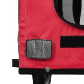 Remorcă de bicicletă câini roșu&negru textil oxford&fier, 11 image