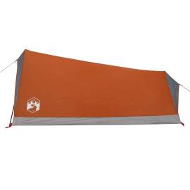 Cort camping 2 pers. gri/portocaliu 200x120x88/62cm tafta 185t, 7 image