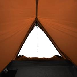 Cort camping 2 pers. gri/portocaliu 200x120x88/62cm tafta 185t, 9 image