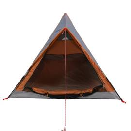 Cort camping 2 pers. gri/portocaliu 200x120x88/62cm tafta 185t, 5 image