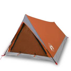 Cort camping 2 pers. gri/portocaliu 200x120x88/62cm tafta 185t, 2 image