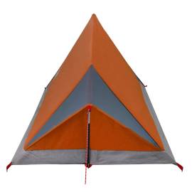 Cort camping 2 pers. gri/portocaliu 200x120x88/62cm tafta 185t, 8 image