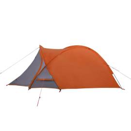 Cort camping 2 persoane gri/portocaliu 320x140x120cm tafta 185t, 7 image