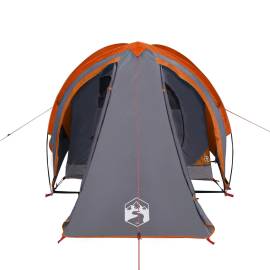 Cort camping 2 persoane gri/portocaliu 320x140x120cm tafta 185t, 5 image