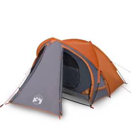 Cort camping 2 persoane gri/portocaliu 320x140x120cm tafta 185t, 2 image