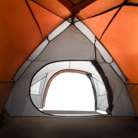Cort camping 4 persoane gri/portocaliu 300x250x132cm tafta 185t, 9 image