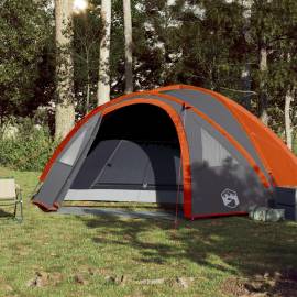 Cort camping 4 persoane gri/portocaliu 300x250x132cm tafta 185t, 3 image