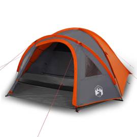 Cort camping 4 persoane gri/portocaliu 300x250x132cm tafta 185t, 2 image