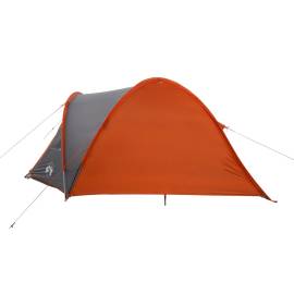 Cort camping 4 persoane gri/portocaliu 300x250x132cm tafta 185t, 7 image