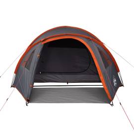 Cort camping 4 persoane gri/portocaliu 300x250x132cm tafta 185t, 5 image
