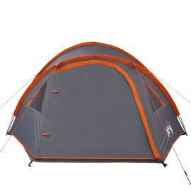 Cort camping 4 persoane gri/portocaliu 300x250x132cm tafta 185t, 6 image
