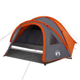 Cort camping 4 persoane gri/portocaliu 300x250x132cm tafta 185t, 4 image