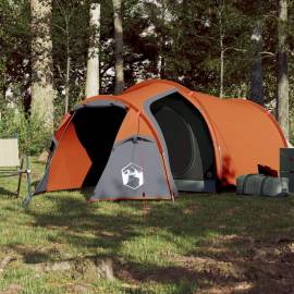 Cort camping 4 persoane gri/portocaliu 360x135x105cm tafta 185t, 3 image