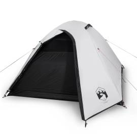 Cort de camping 2 persoane, alb, 264x210x125 cm, tafta 185t, 2 image