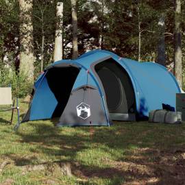 Cort de camping 3 persoane albastru, 370x185x116 cm, tafta 185t, 3 image