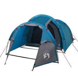 Cort de camping 3 persoane albastru, 370x185x116 cm, tafta 185t, 4 image