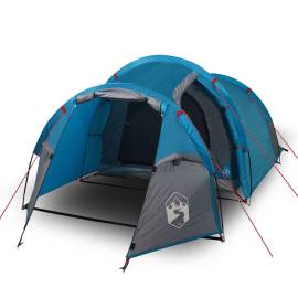 Cort de camping 3 persoane albastru, 370x185x116 cm, tafta 185t, 2 image