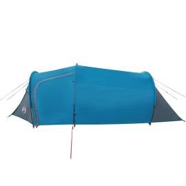 Cort de camping 3 persoane albastru, 370x185x116 cm, tafta 185t, 7 image
