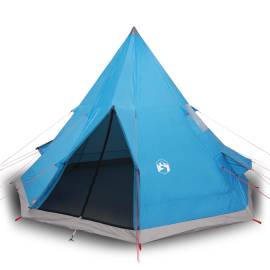 Cort de camping 4 persoane albastru, 367x367x259 cm, tafta 185t, 2 image